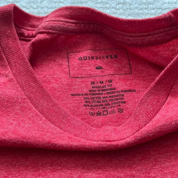 Quiksilver Graphic Tee Medium M Coral Red Short Sleeve Circle Logo - Picture 2 of 7
